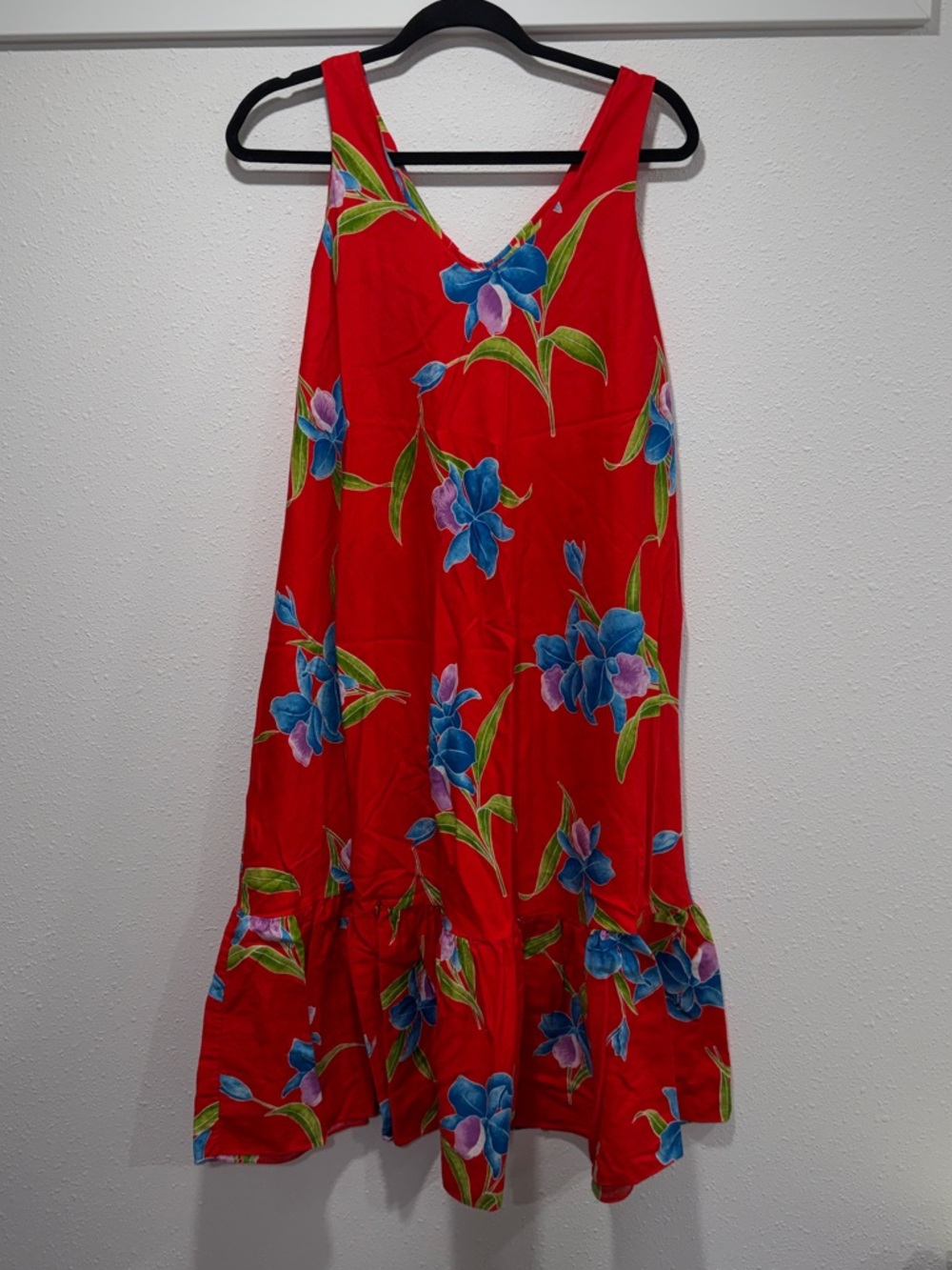 Hilo Hattie’s Hawaiian Red Floral Sleeveless Sundress - size large - made in USA